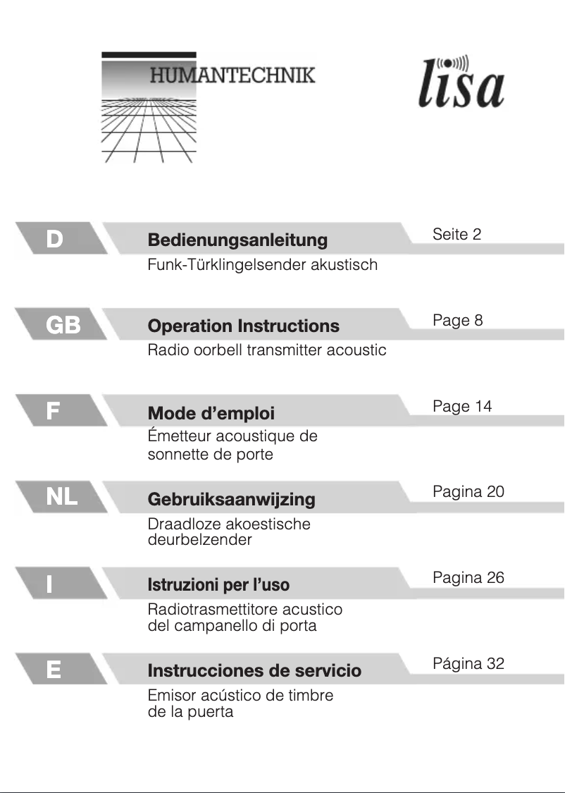 Page n°1 - Manuel utilisateur Humantechnik A-2466-0
