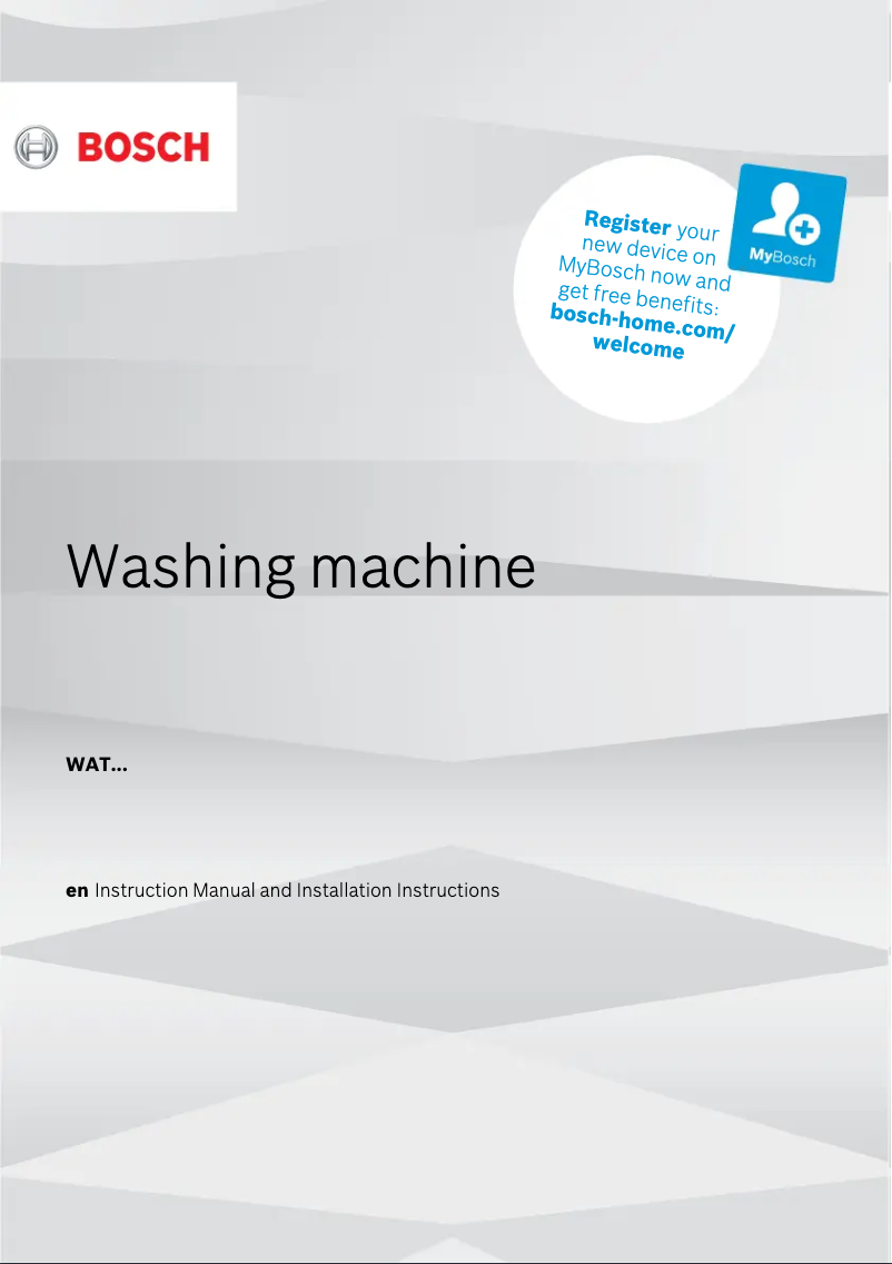 Page n°1 - Manuel utilisateur Bosch WAT28461GC