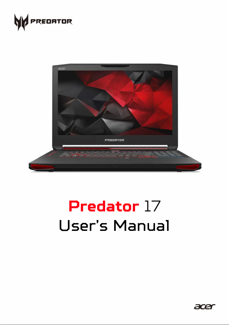 Page 1 de la notice Manuel utilisateur Acer Predator 17 G9