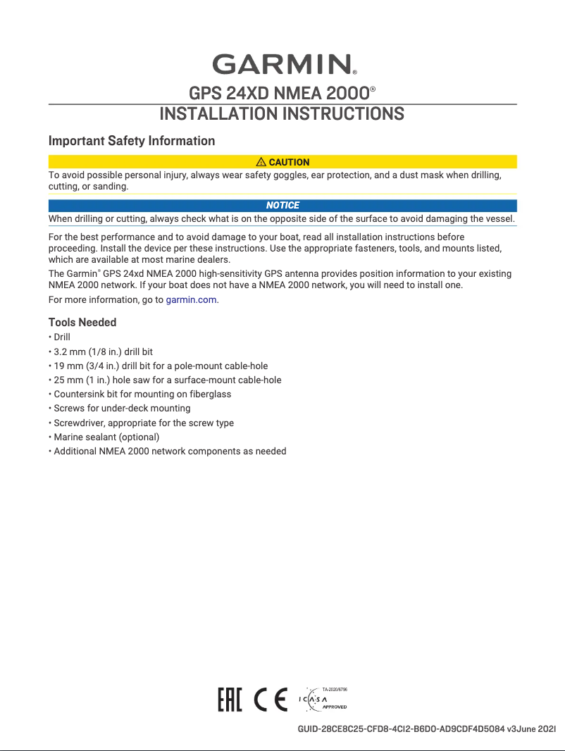 Image de la première page du manuel de l'appareil GPS 24xd NMEA 2000