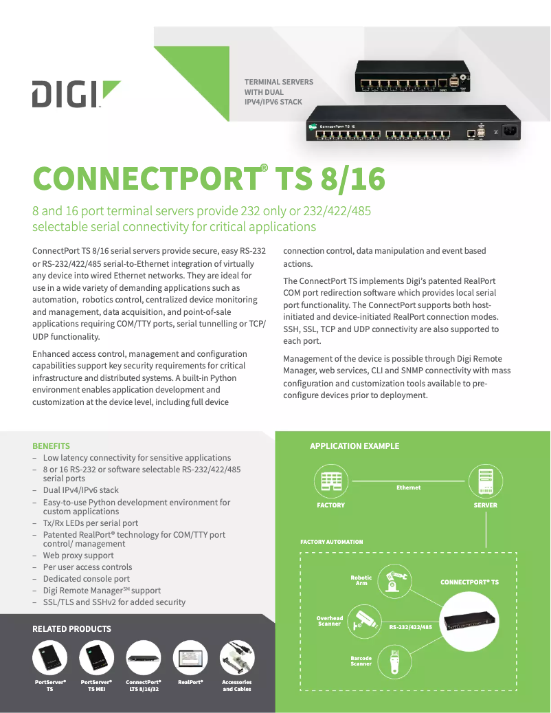 Page 1 de la notice Manuel utilisateur Digi ConnectPort TS 16 MEI