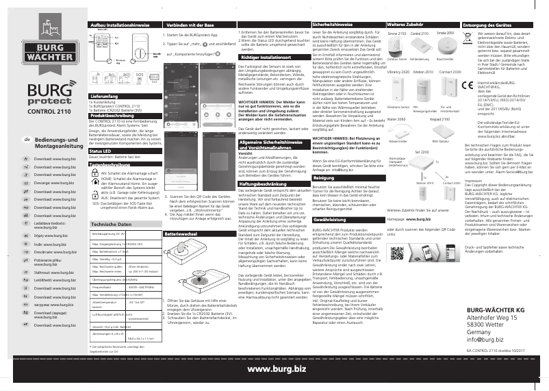 Page n°1 - Manuel utilisateur Burg Wächter Control 2110