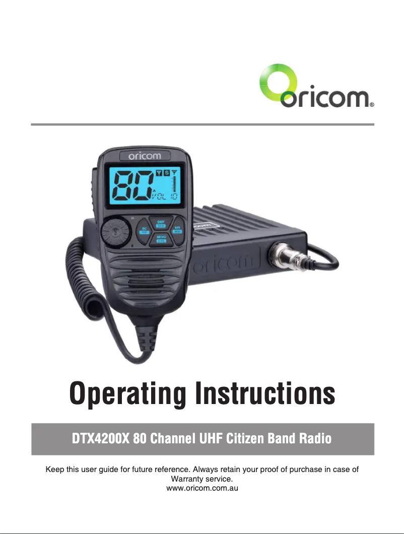 Page 1 of the manual User Manual Oricom DTX4200X