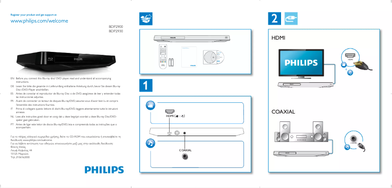 Page n°1 - Guide de démarrage rapide Philips BDP2930
