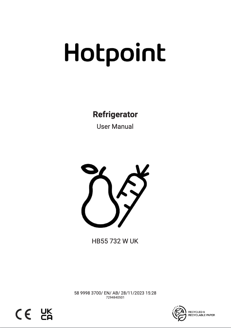 Page n°1 - Manuel utilisateur Hotpoint HB55 732 W UK