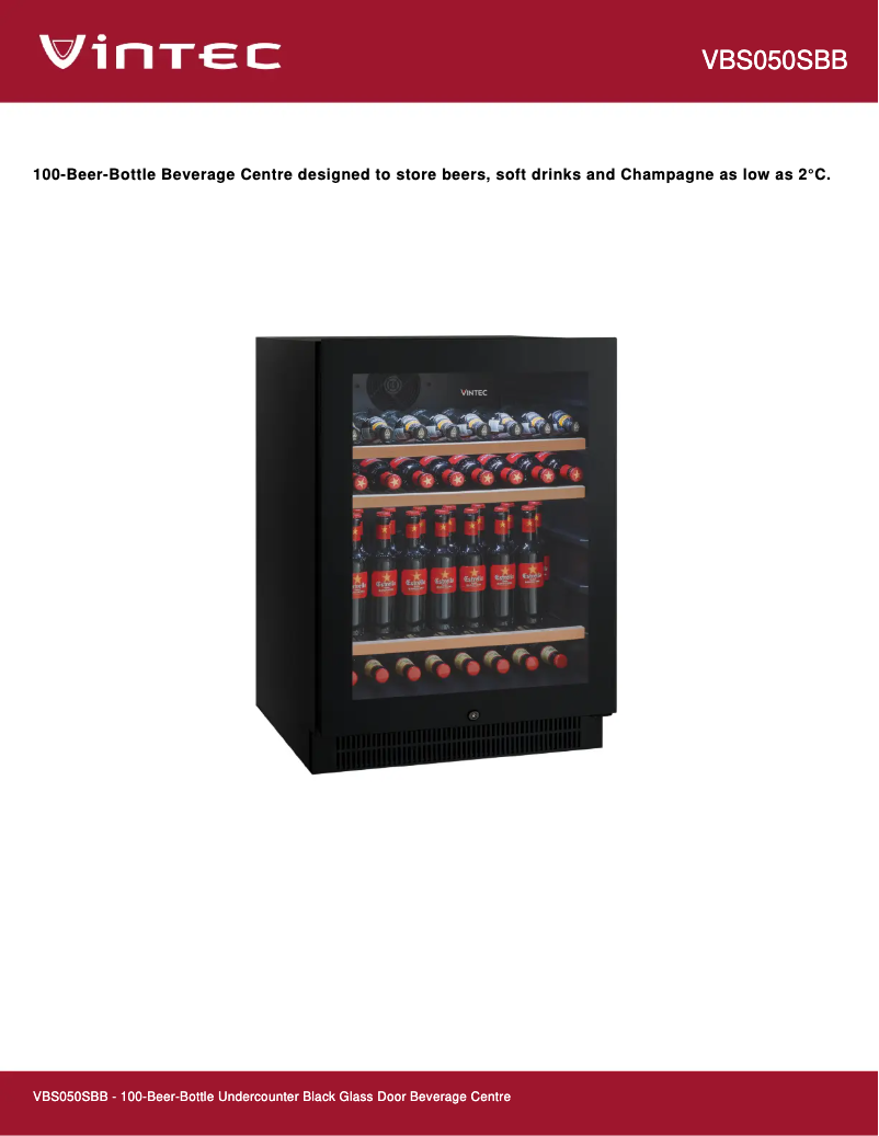 Page 1 de la notice Fiche technique Vintec VBS050SBB