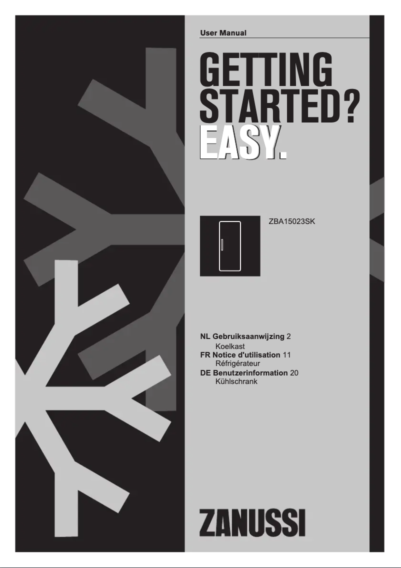 Page n°1 - Manuel utilisateur Zanussi ZBA15023SK