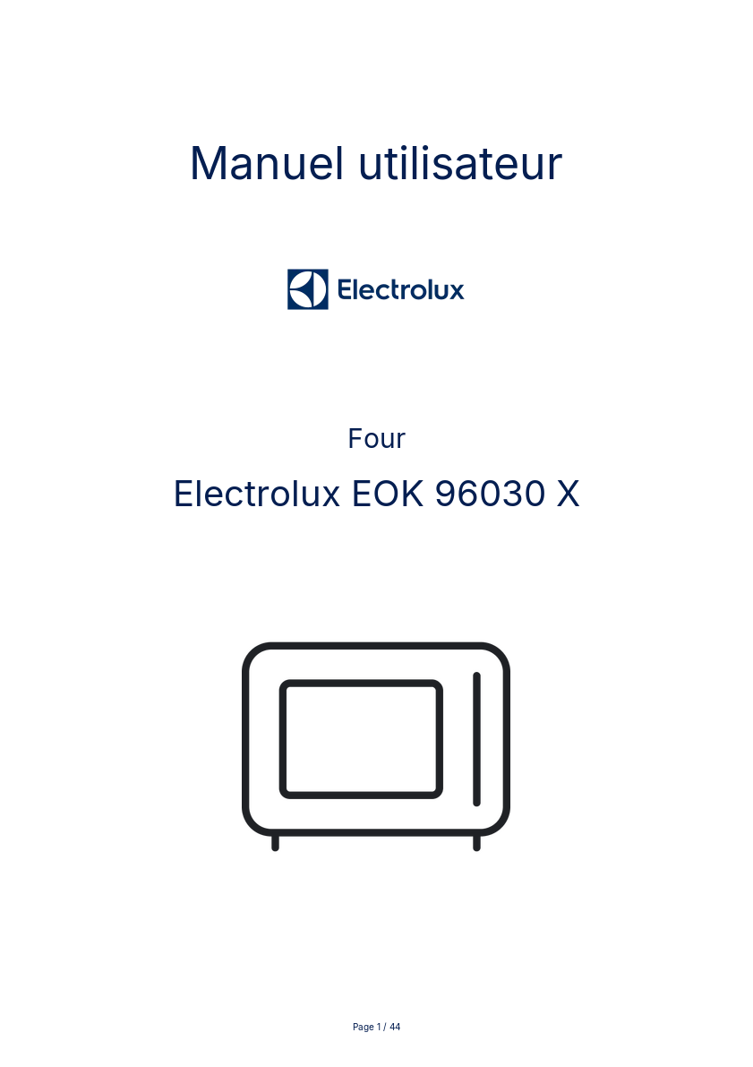 Page n°1 - Manuel utilisateur Electrolux EOK 96030 X