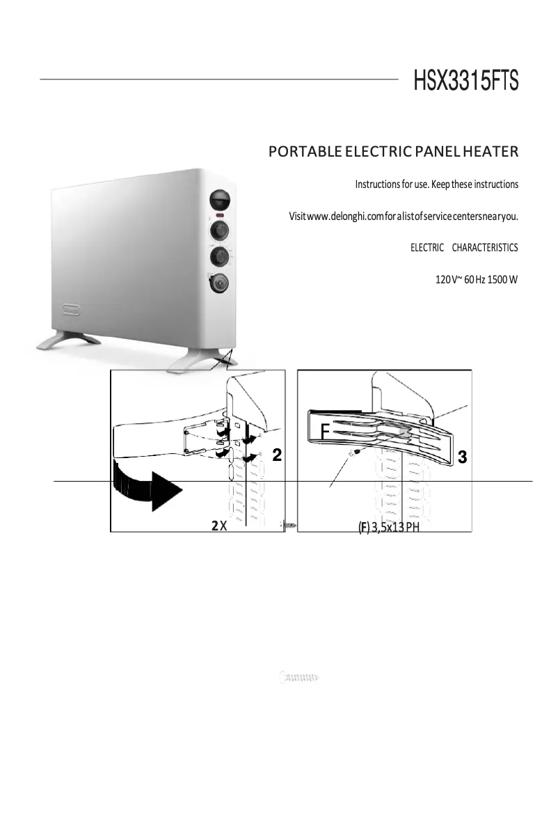Page 1 de la notice Manuel utilisateur DeLonghi Slim Style HSX3315FTS