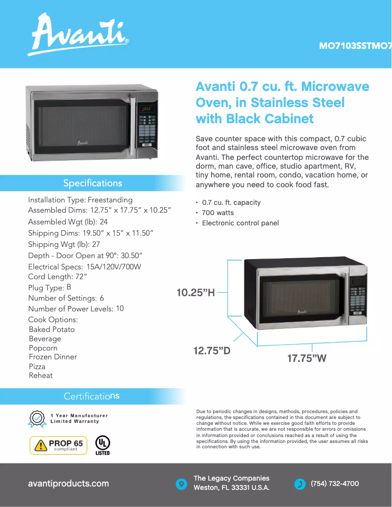 Image de la première page du manuel de l'appareil MO7103SST