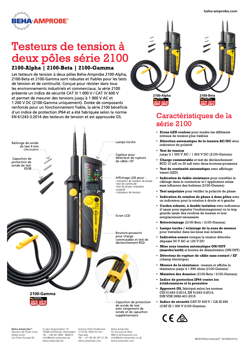 Página 1 del manual Ficha técnica Beha-Amprobe 2100-Beta