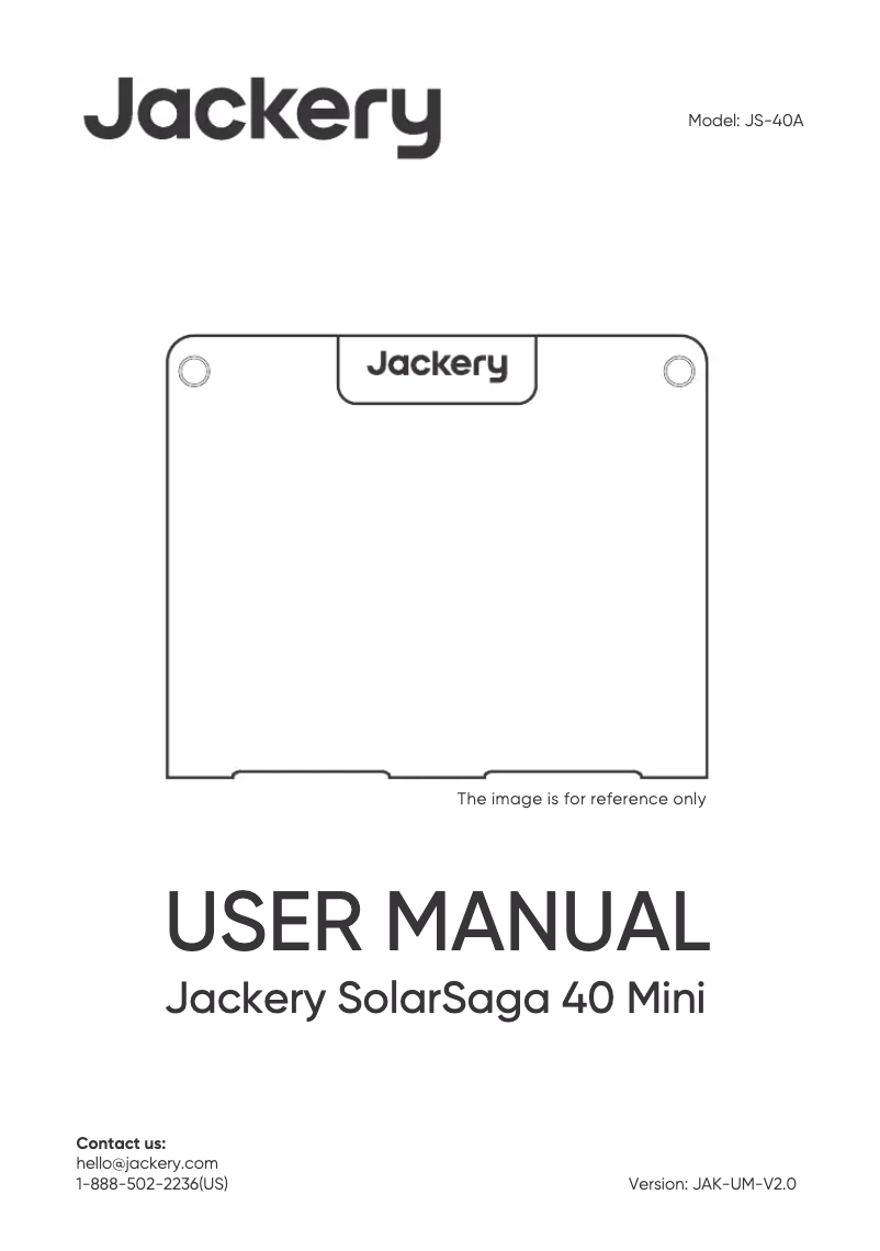 Page n°1 - Manuel utilisateur Jackery SolarSaga 40 Mini