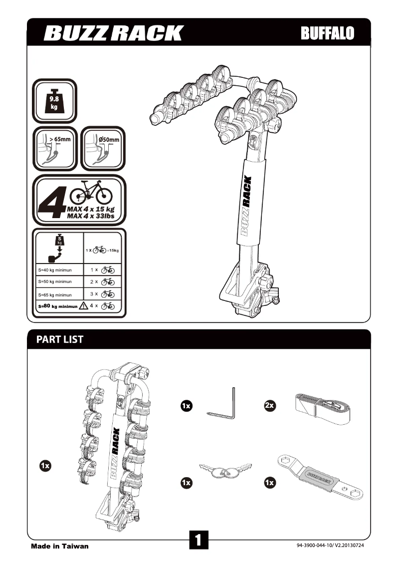 Page 1 de la notice Manuel utilisateur Buzz Rack Buffalo 4