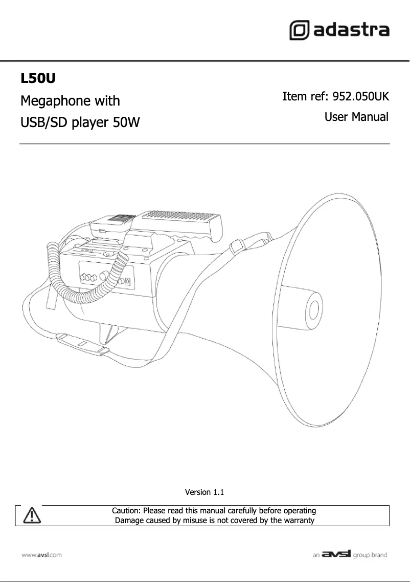 Page 1 de la notice Manuel utilisateur Adastra L50U