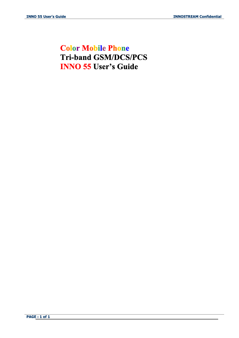 Page 1 de la notice Manuel utilisateur Innostream INNO 55