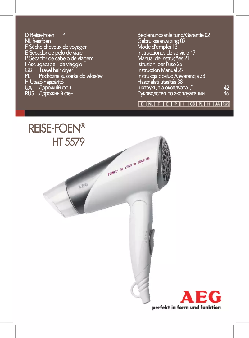 Page 1 de la notice Manuel utilisateur AEG HT 5579