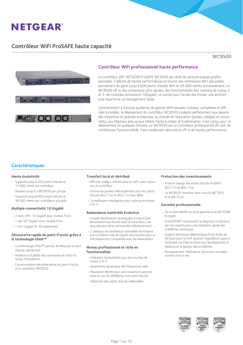 Página 1 del manual Ficha técnica Netgear ProSafe WC9500