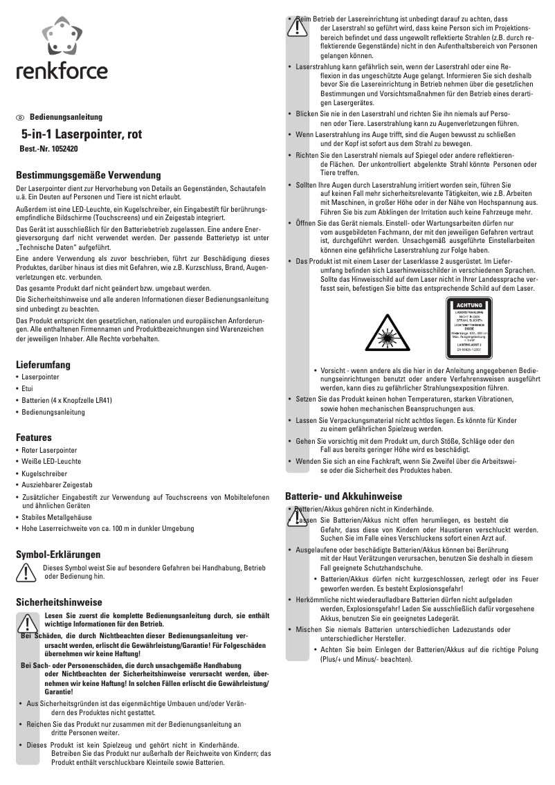 Image de la première page du manuel de l'appareil 1052420