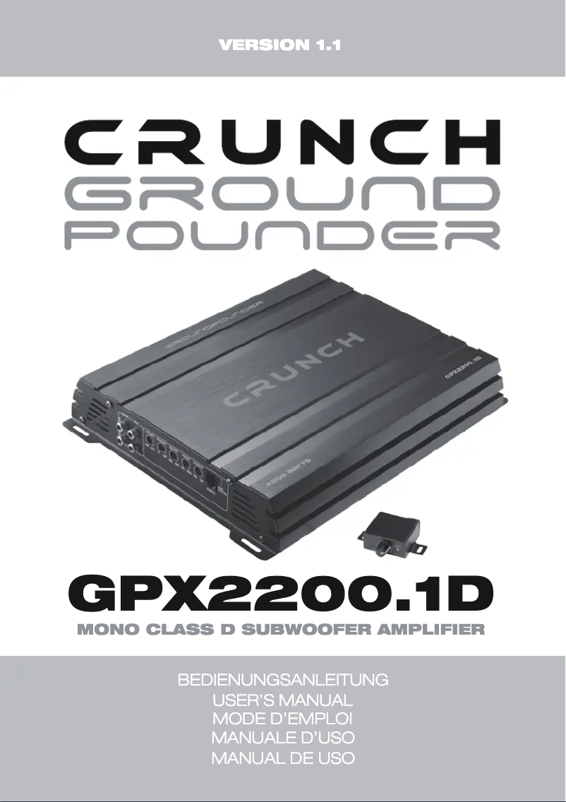 Page n°1 - Manuel utilisateur Crunch GPX2200.1D