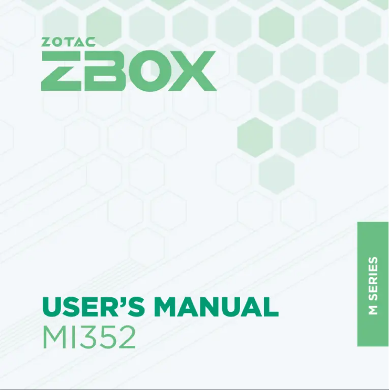 First page image of the manual for ZBOX edge MI352