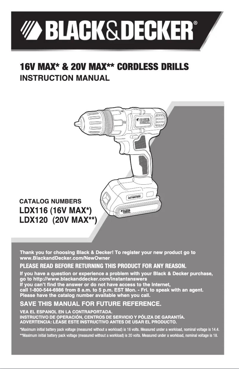 Page n°1 - Manuel utilisateur Black & Decker LDX116C