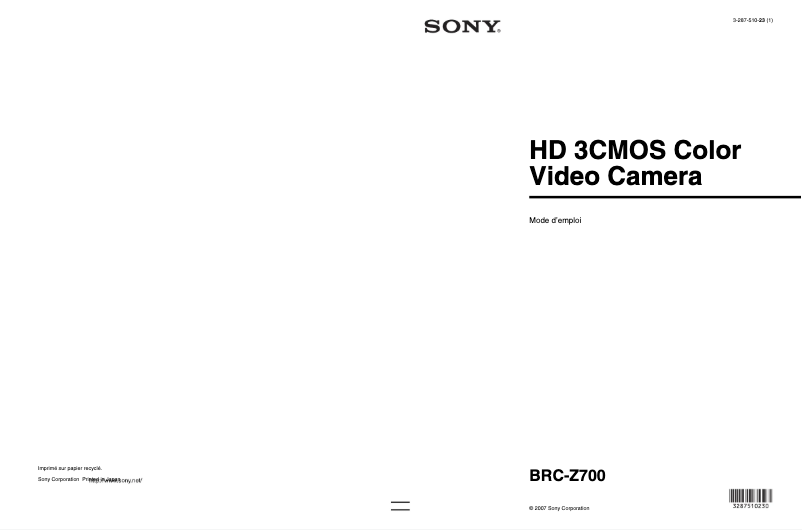 Page 1 de la notice Manuel utilisateur Sony BRC-Z700