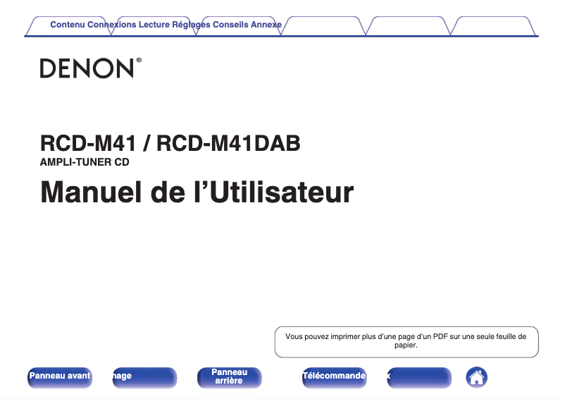 Page 1 de la notice Manuel utilisateur Denon RCD-M41DAB