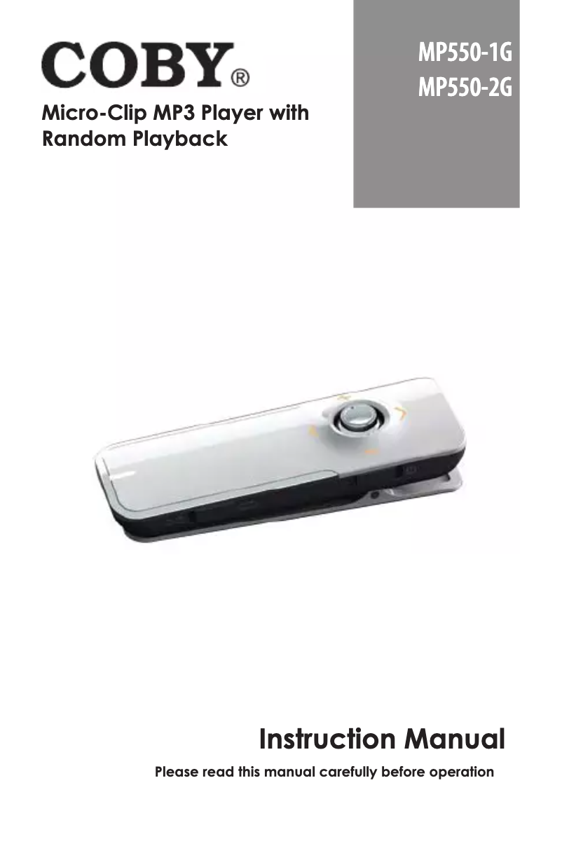 Page 1 de la notice Manuel utilisateur Coby MP550