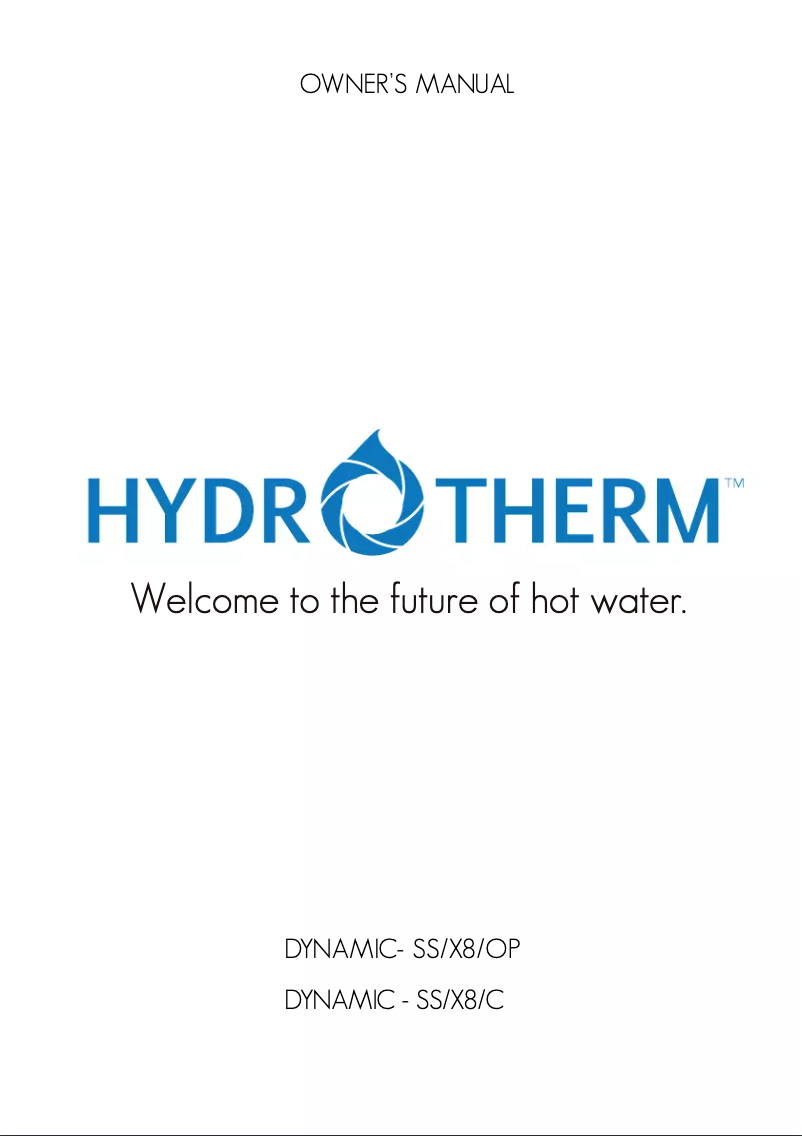 Page n°1 - Manuel utilisateur Hydrotherm Dynamic-SS/X8/OP