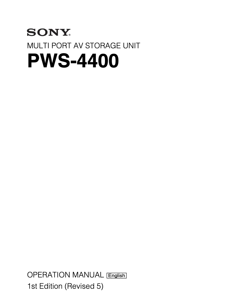 Image de la première page du manuel de l'appareil PWS-4400