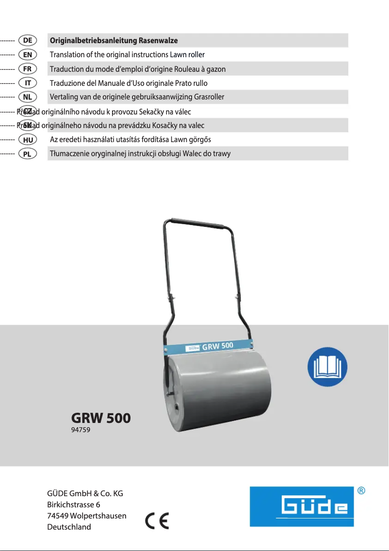 Page n°1 - Manuel utilisateur Güde GRW 500