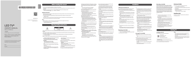 Image de la première page du manuel de l'appareil 32LQ636BPSA