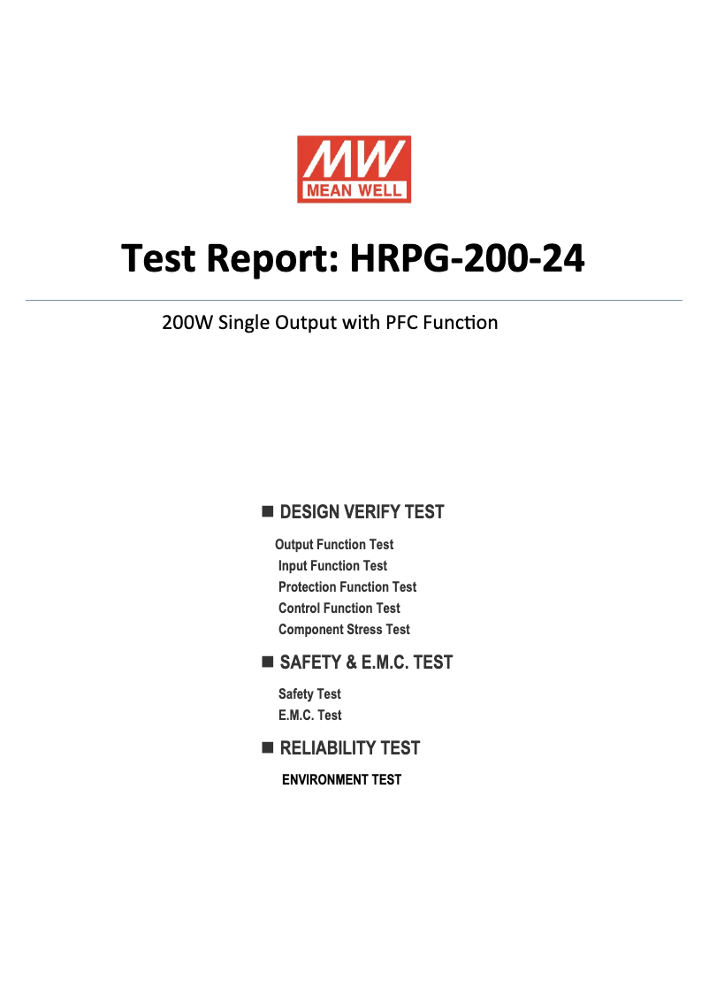 Page 1 de la notice Fiche technique Mean Well HRPG-200-24