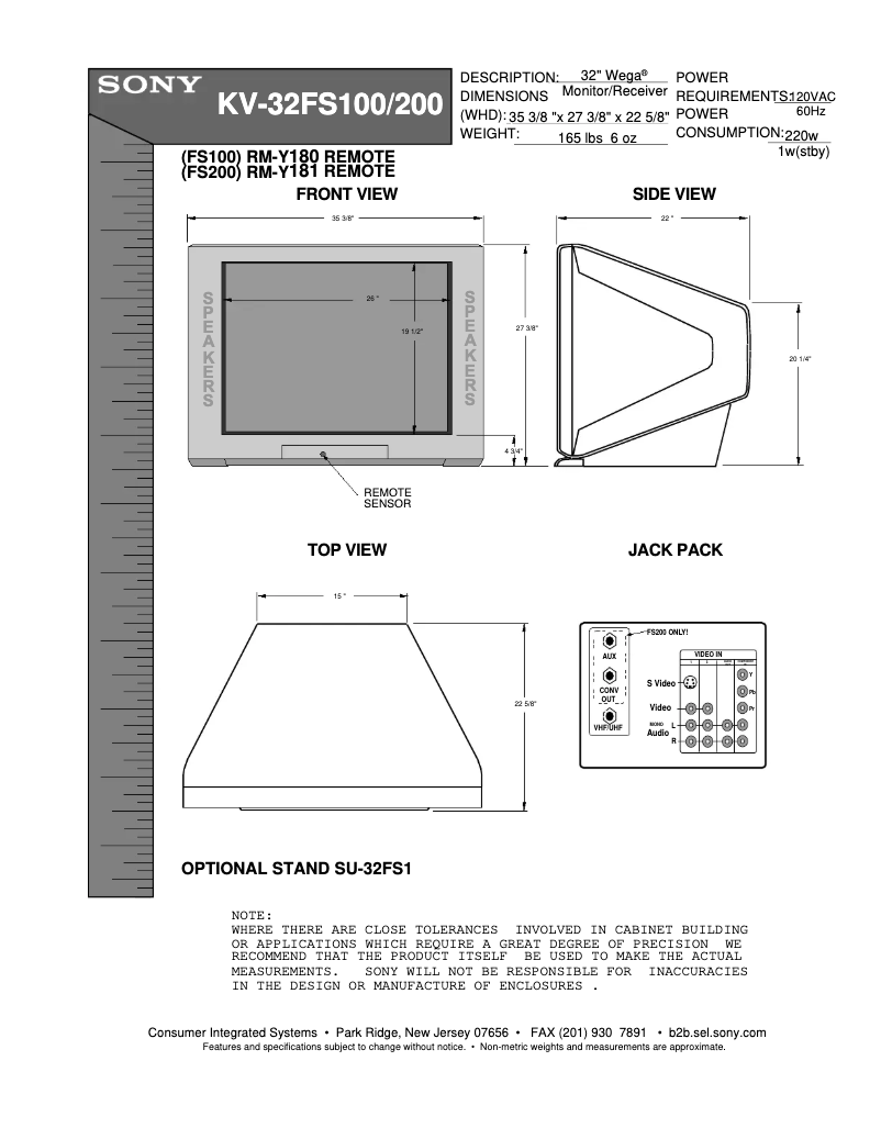 Page 1 de la notice Guide d'installation Sony KV-32FS200