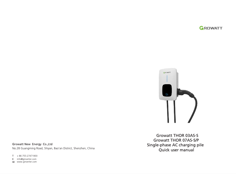 Page 1 de la notice Manuel utilisateur Growatt THOR 03AS-P