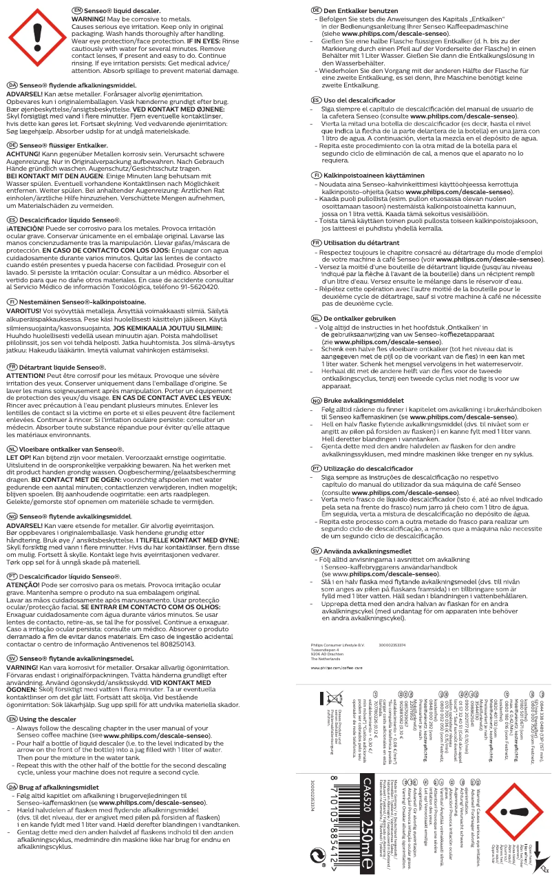 Page 1 de la notice Manuel utilisateur Philips CA6520