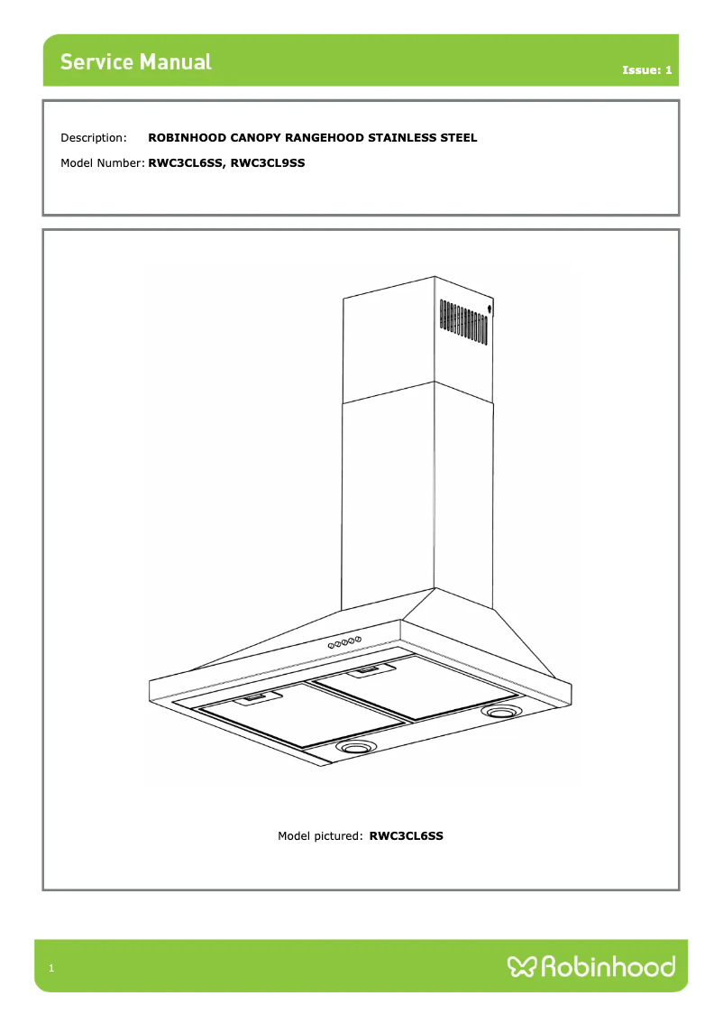 Page n°1 - Manuel utilisateur Robinhood RWC3CL9SS