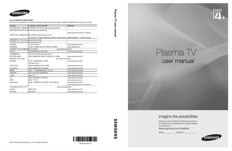 Page 1 de la notice Manuel utilisateur Samsung PS42C450