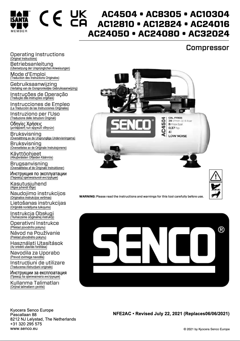 Page n°1 - Manuel utilisateur Senco AC24016