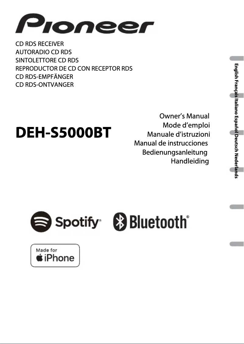 Image de la première page du manuel de l'appareil DEH-S5000BT