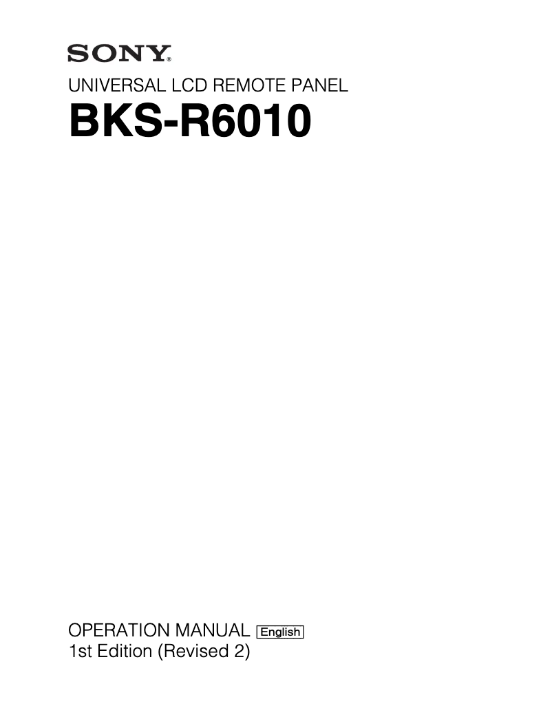 Page 1 de la notice Manuel utilisateur Sony BKS-R6010