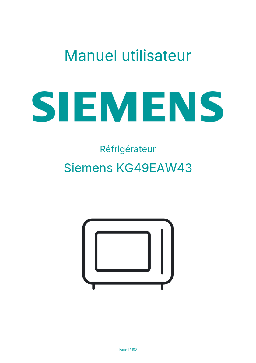 Image de la première page du manuel de l'appareil KG49EAW43