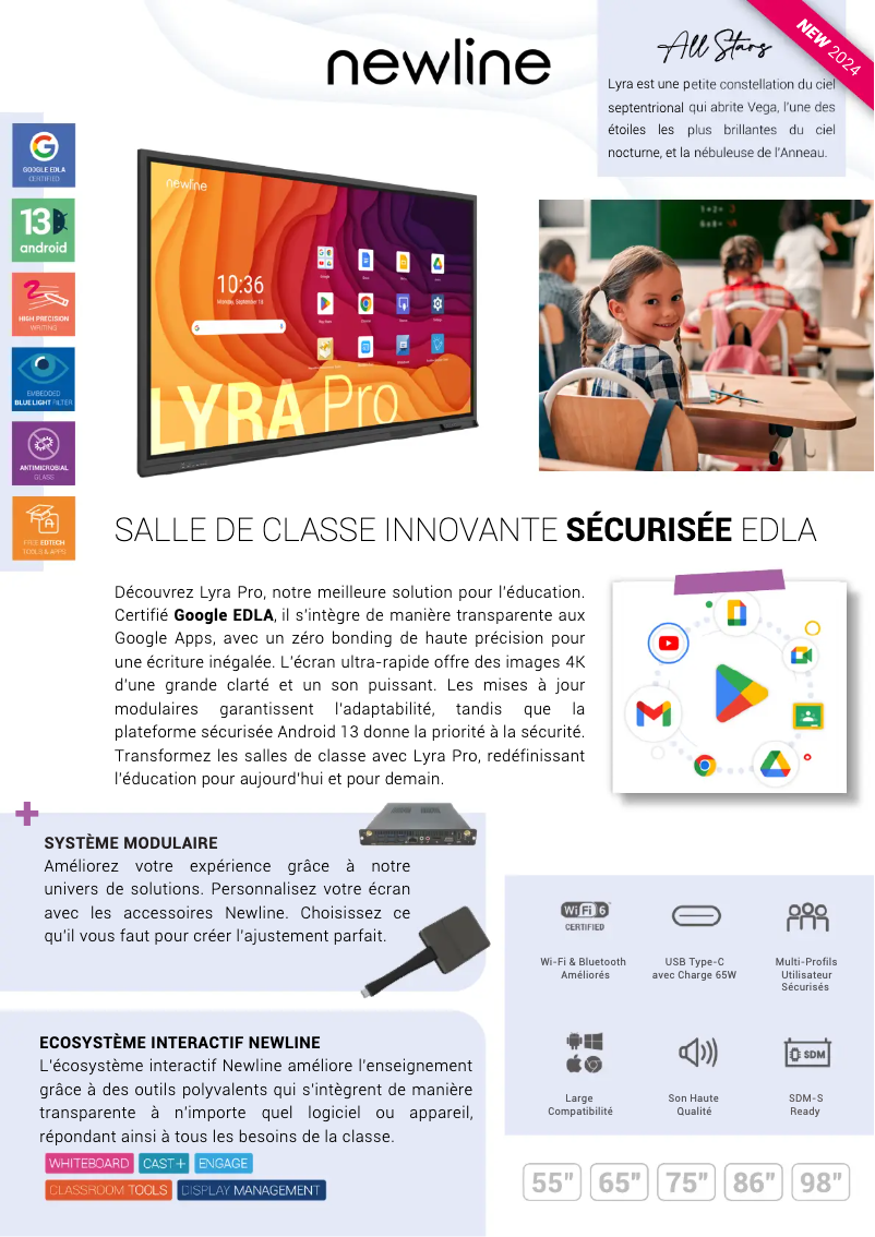 Page n°1 - Fiche technique Newline TT-9823QA