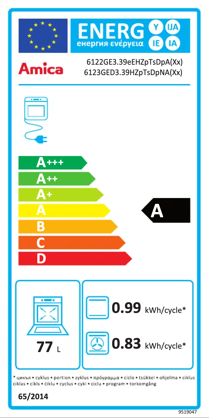 Page 1 of the manual User Manual Amica 6123GED3.39HZpTsDpNA(Xx)