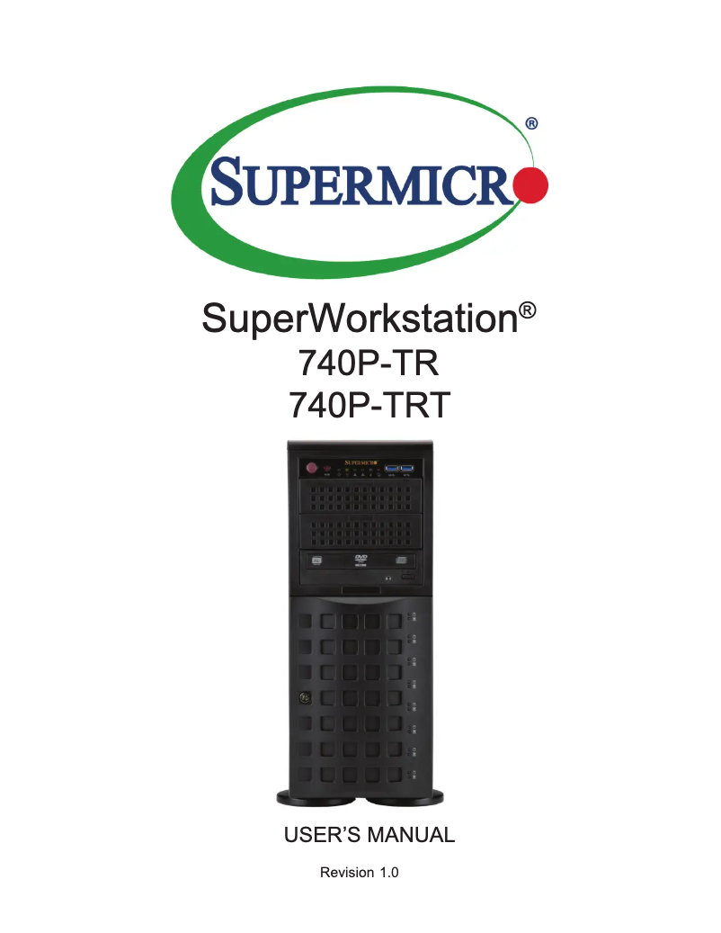Image de la première page du manuel de l'appareil SuperServer SYS-740P-TR