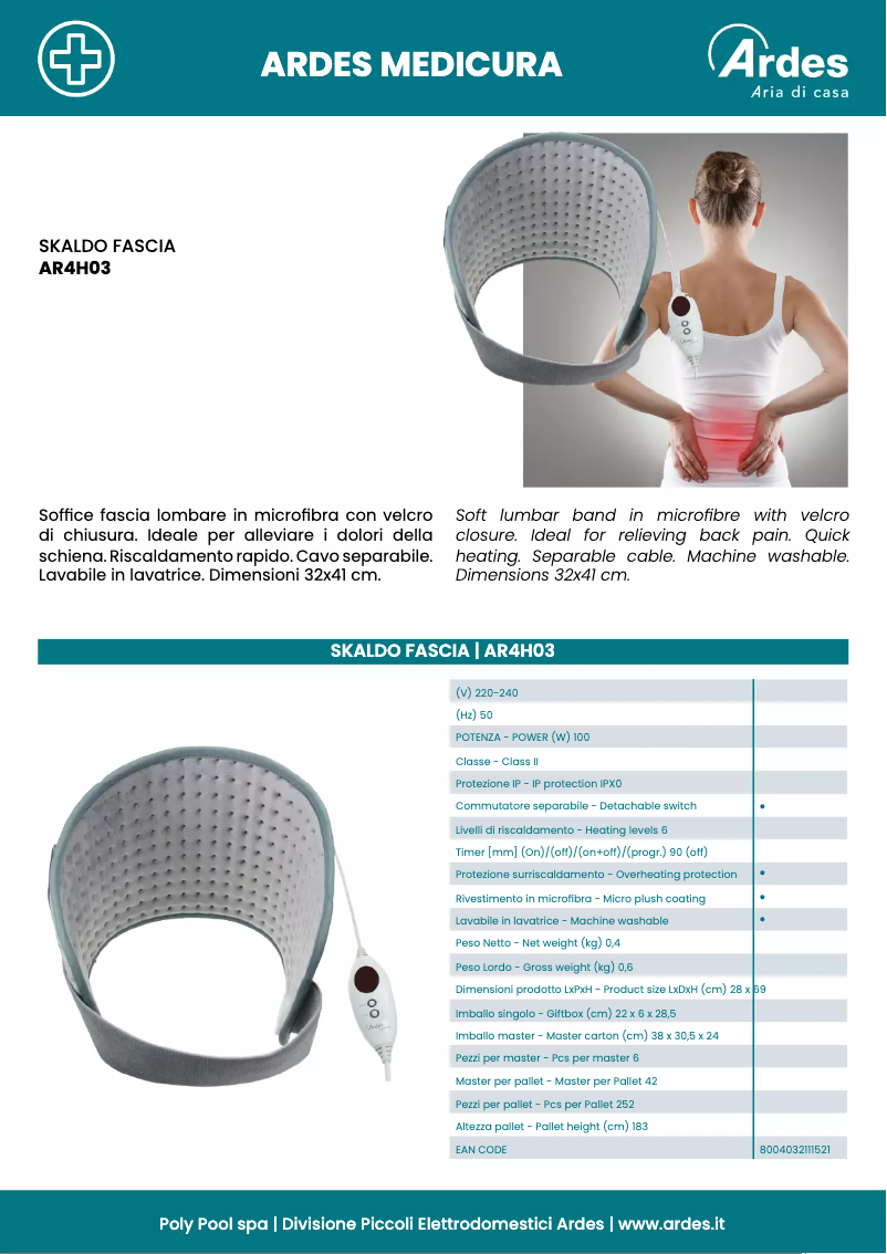 Page 1 de la notice Fiche technique Ardes AR4H03