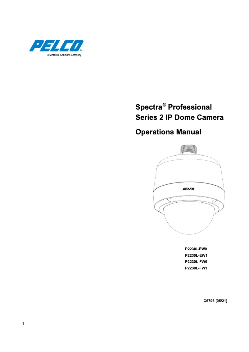 Page n°1 - Manuel utilisateur Pelco Spectra Pro P2230L-EW1