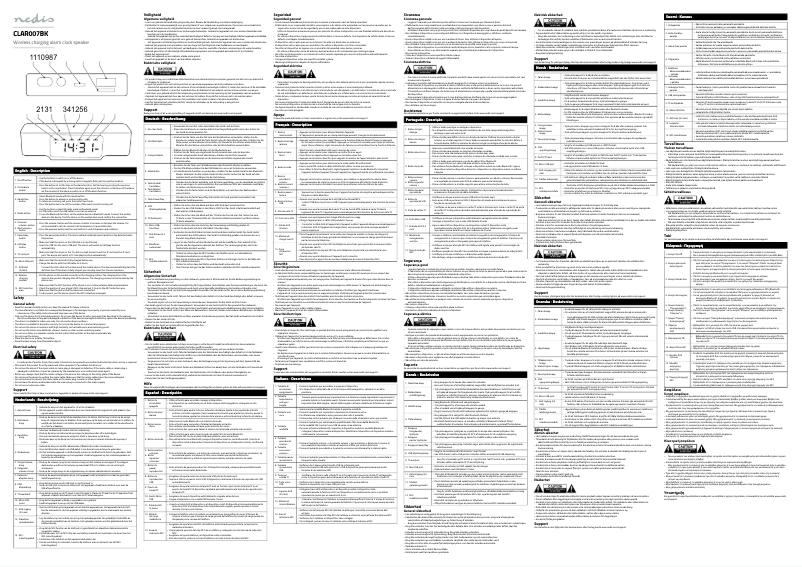 Page n°1 - Manuel utilisateur Nedis CLAR007BK