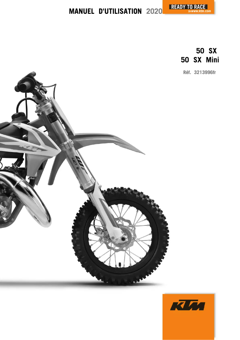 Page 1 de la notice Manuel utilisateur KTM 50 SX (2020)