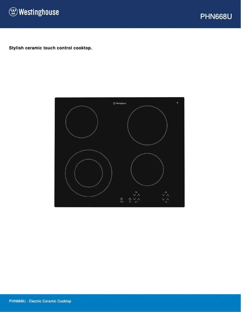 Page 1 de la notice Fiche technique Westinghouse PHN668U